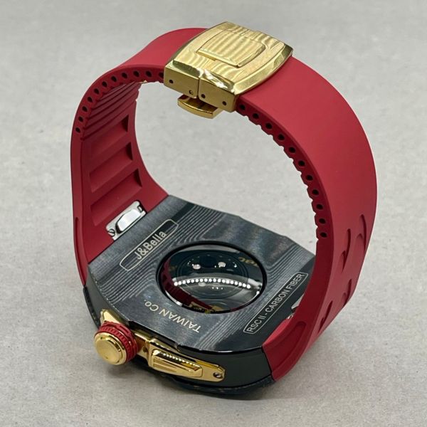 Apple Watch RSC2-Carbon 46mm 黑金色碳纖維手錶殼(紅色錶冠環+紅色橡膠錶帶) Apple Watch手錶殼,Apple Watch不鏽鋼殼,Apple Watch保護殼,Apple Watch鋁合金殼,Apple Watch鈦合金殼,Apple Watch碳纖維殼,Apple Watch石英纖維,Apple Watch透明錶殼,Apple Watch水晶錶殼,Apple Watch錶帶