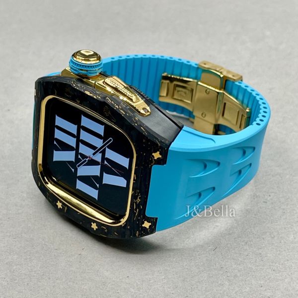 Apple Watch 10 RSC2-Carbon 46mm 黑金色碳纖維手錶殼(藍色錶冠環+藍色橡膠錶帶) Apple Watch手錶殼,Apple Watch不鏽鋼殼,Apple Watch保護殼,Apple Watch鋁合金殼,Apple Watch鈦合金殼,Apple Watch碳纖維殼,Apple Watch石英纖維,Apple Watch透明錶殼,Apple Watch水晶錶殼,Apple Watch錶帶