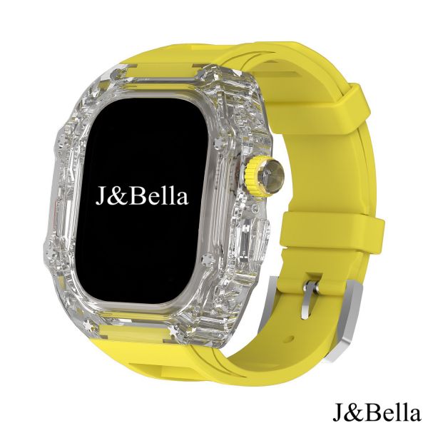 Apple Watch Ice Case Ultra 49mm 透明手錶殼(黃色錶帶) Apple Watch手錶殼,Apple Watch不鏽鋼殼,Apple Watch保護殼,Apple Watch鋁合金殼,Apple Watch碳纖維殼,Apple Watch透明錶殼,Apple Watch錶帶