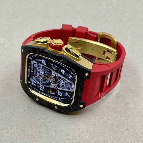 Apple Watch RSC3-Carbon 44mm、45mm 黑金色碳纖維手錶殼(紅色錶冠環+紅色橡膠錶帶) Apple Watch手錶殼,Apple Watch不鏽鋼殼,Apple Watch保護殼,Apple Watch鋁合金殼,Apple Watch鈦合金殼,Apple Watch碳纖維殼,Apple Watch透明錶殼,Apple Watch錶帶