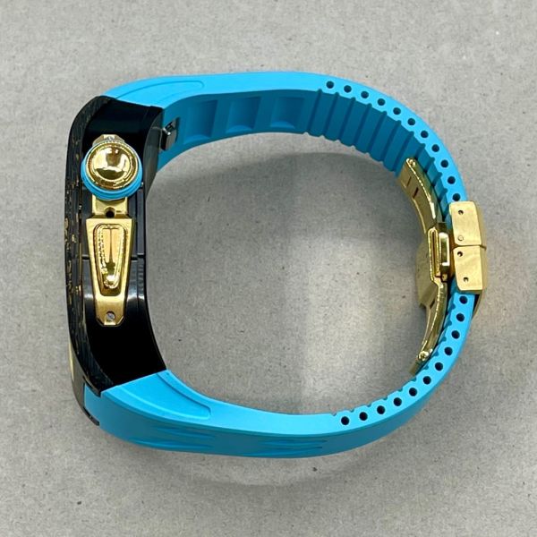 Apple Watch 10 RSC2-Carbon 46mm 黑金色碳纖維手錶殼(藍色錶冠環+藍色橡膠錶帶) Apple Watch手錶殼,Apple Watch不鏽鋼殼,Apple Watch保護殼,Apple Watch鋁合金殼,Apple Watch鈦合金殼,Apple Watch碳纖維殼,Apple Watch石英纖維,Apple Watch透明錶殼,Apple Watch水晶錶殼,Apple Watch錶帶