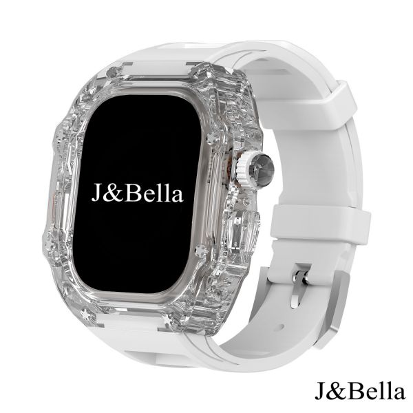 Apple Watch Ice Case Ultra 49mm 透明手錶殼(白色錶帶) Apple Watch手錶殼,Apple Watch不鏽鋼殼,Apple Watch保護殼,Apple Watch鋁合金殼,Apple Watch碳纖維殼,Apple Watch透明錶殼,Apple Watch錶帶