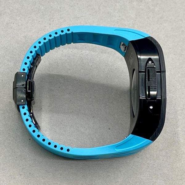 Apple Watch 10 RSC2-Carbon 46mm 黑色碳纖維手錶殼(藍色錶冠環+藍色橡膠錶帶) Apple Watch手錶殼,Apple Watch不鏽鋼殼,Apple Watch保護殼,Apple Watch鋁合金殼,Apple Watch鈦合金殼,Apple Watch碳纖維殼,Apple Watch石英纖維,Apple Watch透明錶殼,Apple Watch水晶錶殼,Apple Watch錶帶