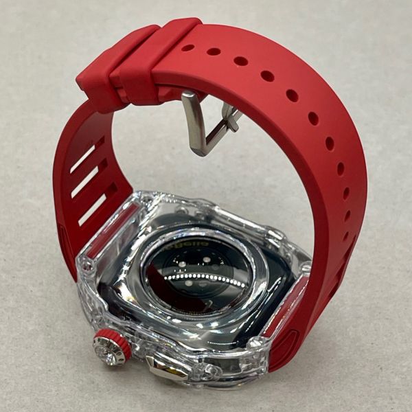 Apple Watch 10 Ice Case 46mm 透明手錶殼(紅色錶帶) Apple Watch手錶殼,Apple Watch不鏽鋼殼,Apple Watch保護殼,Apple Watch鋁合金殼,Apple Watch鈦合金殼,Apple Watch碳纖維殼,Apple Watch石英纖維,Apple Watch透明錶殼,Apple Watch水晶錶殼,Apple Watch錶帶