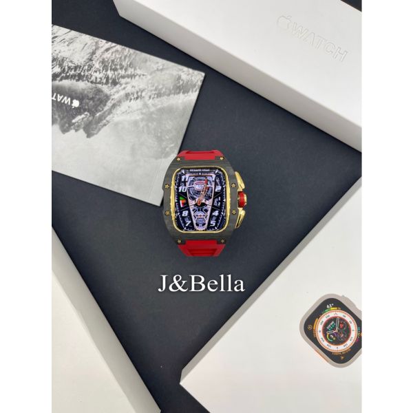 Apple Watch RSC3-Carbon 44mm、45mm 黑金色碳纖維手錶殼(紅色錶冠環+紅色橡膠錶帶) Apple Watch手錶殼,Apple Watch不鏽鋼殼,Apple Watch保護殼,Apple Watch鋁合金殼,Apple Watch鈦合金殼,Apple Watch碳纖維殼,Apple Watch透明錶殼,Apple Watch錶帶