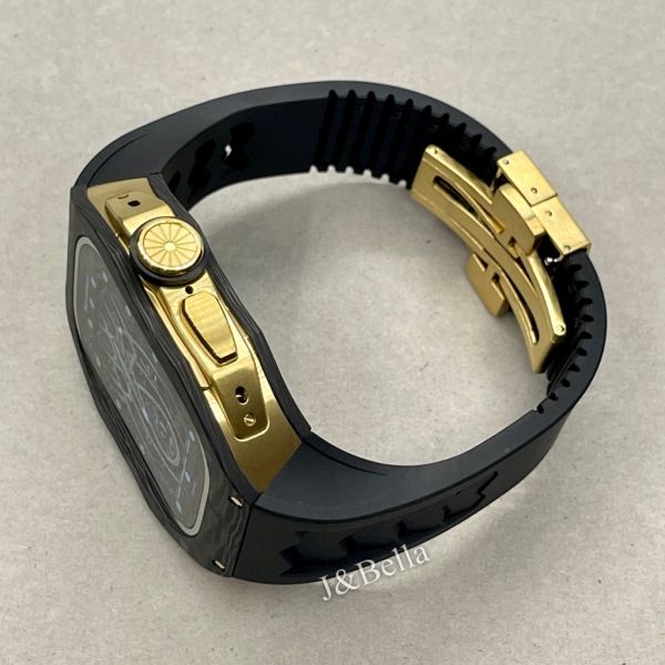 Apple Watch Ultra 49mm 黑金色碳纖維手錶殼 Apple Watch手錶殼,Apple Watch不鏽鋼殼,Apple Watch保護殼,Apple Watch鋁合金殼,Apple Watch碳纖維殼,Apple Watch透明錶殼,Apple Watch錶帶