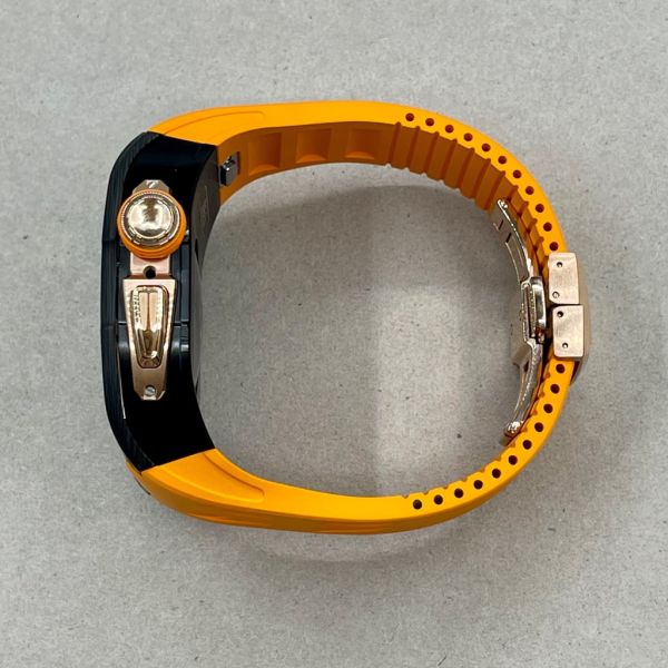 Apple Watch 10 RSC2-Carbon 46mm 黑玫瑰金色碳纖維手錶殼(橘色錶冠環+橘色橡膠錶帶) Apple Watch手錶殼,Apple Watch不鏽鋼殼,Apple Watch保護殼,Apple Watch鋁合金殼,Apple Watch鈦合金殼,Apple Watch碳纖維殼,Apple Watch石英纖維,Apple Watch透明錶殼,Apple Watch水晶錶殼,Apple Watch錶帶