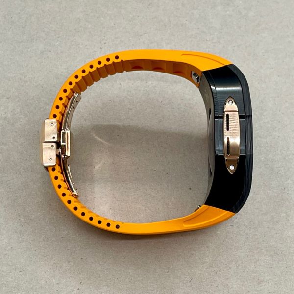 Apple Watch 10 RSC2-Carbon 46mm 黑玫瑰金色碳纖維手錶殼(橘色錶冠環+橘色橡膠錶帶) Apple Watch手錶殼,Apple Watch不鏽鋼殼,Apple Watch保護殼,Apple Watch鋁合金殼,Apple Watch鈦合金殼,Apple Watch碳纖維殼,Apple Watch石英纖維,Apple Watch透明錶殼,Apple Watch水晶錶殼,Apple Watch錶帶
