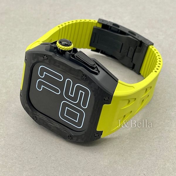 Apple Watch RSC2-Carbon Ultra 49mm 極致黑色碳纖維手錶殼(檸檬黃色錶冠環+檸檬黃色橡膠錶帶) Apple Watch手錶殼,Apple Watch不鏽鋼殼,Apple Watch保護殼,Apple Watch鋁合金殼,Apple Watch鈦合金殼,Apple Watch碳纖維殼,Apple Watch透明錶殼,Apple Watch錶帶