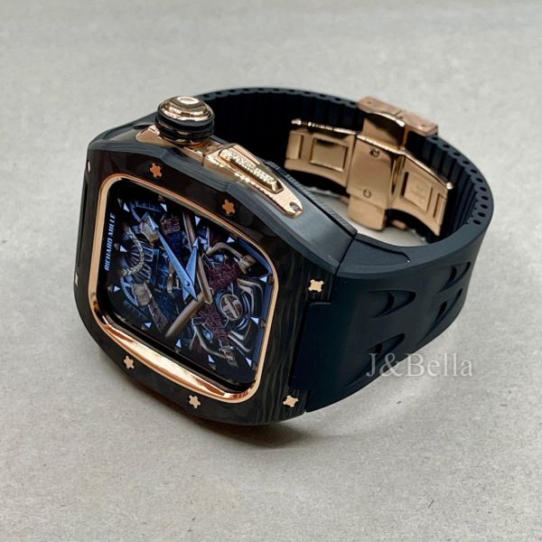 Apple Watch 10 RSC2-Carbon 46mm 黑玫瑰金色碳纖維手錶殼(黑色錶冠環+黑色橡膠錶帶) Apple Watch手錶殼,Apple Watch不鏽鋼殼,Apple Watch保護殼,Apple Watch鋁合金殼,Apple Watch鈦合金殼,Apple Watch碳纖維殼,Apple Watch石英纖維,Apple Watch透明錶殼,Apple Watch水晶錶殼,Apple Watch錶帶