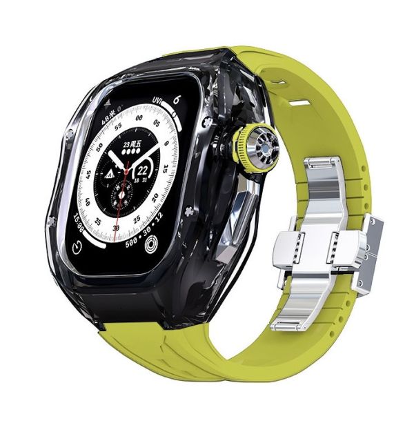 Apple Watch TR90 Case Ultra 49mm 黑色朔膠鈦透明手錶殼(檸檬黃色錶帶) Apple Watch手錶殼,Apple Watch不鏽鋼殼,Apple Watch保護殼,Apple Watch鋁合金殼,Apple Watch鈦合金殼,Apple Watch碳纖維殼,Apple Watch石英纖維,Apple Watch透明錶殼,Apple Watch水晶錶殼,Apple Watch錶帶