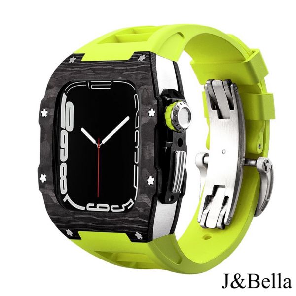Apple Watch RSC-Carbon 44mm、45mm 黑色碳纖維手錶殼(檸檬黃錶冠+檸檬黃橡膠錶帶) Apple Watch手錶殼,Apple Watch不鏽鋼殼,Apple Watch保護殼,Apple Watch鋁合金殼,Apple Watch碳纖維殼,Apple Watch透明錶殼,Apple Watch錶帶