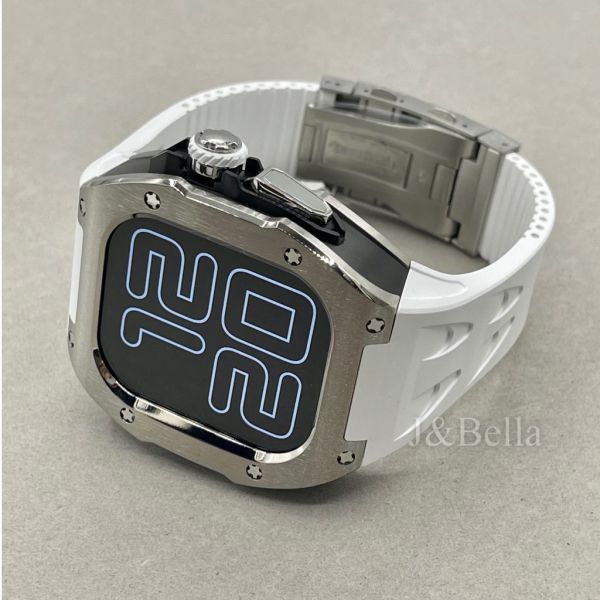 Apple Watch RSC2-Titanium Ultra 49mm 銀黑色鈦合金手錶殼(白色錶冠環+白色橡膠錶帶) Apple Watch手錶殼,Apple Watch不鏽鋼殼,Apple Watch保護殼,Apple Watch鋁合金殼,Apple Watch鈦合金殼,Apple Watch碳纖維殼,Apple Watch透明錶殼,Apple Watch錶帶