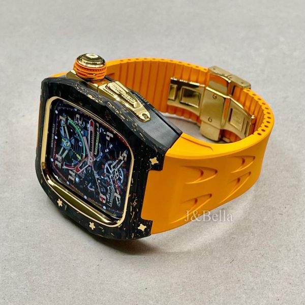Apple Watch RSC2-Carbon 46mm 黑金色碳纖維手錶殼(橘色錶冠環+橘色橡膠錶帶) Apple Watch手錶殼,Apple Watch不鏽鋼殼,Apple Watch保護殼,Apple Watch鋁合金殼,Apple Watch鈦合金殼,Apple Watch碳纖維殼,Apple Watch石英纖維,Apple Watch透明錶殼,Apple Watch水晶錶殼,Apple Watch錶帶