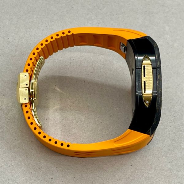 Apple Watch RSC2-Carbon 46mm 黑金色碳纖維手錶殼(橘色錶冠環+橘色橡膠錶帶) Apple Watch手錶殼,Apple Watch不鏽鋼殼,Apple Watch保護殼,Apple Watch鋁合金殼,Apple Watch鈦合金殼,Apple Watch碳纖維殼,Apple Watch石英纖維,Apple Watch透明錶殼,Apple Watch水晶錶殼,Apple Watch錶帶