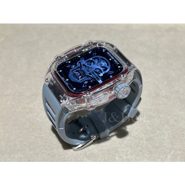 Apple Watch Ice Case 44mm、45mm 透明手錶殼(灰色錶帶) Apple Watch手錶殼,Apple Watch不鏽鋼殼,Apple Watch保護殼,Apple Watch鋁合金殼,Apple Watch碳纖維殼,Apple Watch透明錶殼,Apple Watch錶帶