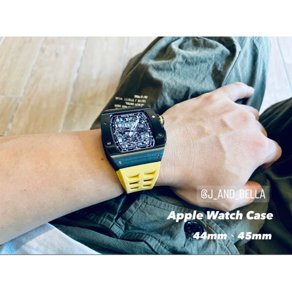 Apple Watch RSC 44mm、45mm 黑色不鏽鋼手錶殼(黃色錶冠+黃色橡膠錶帶) Apple Watch手錶殼,Apple Watch不鏽鋼殼,Apple Watch錶殼,Apple Watch保護殼,Apple Watch錶帶