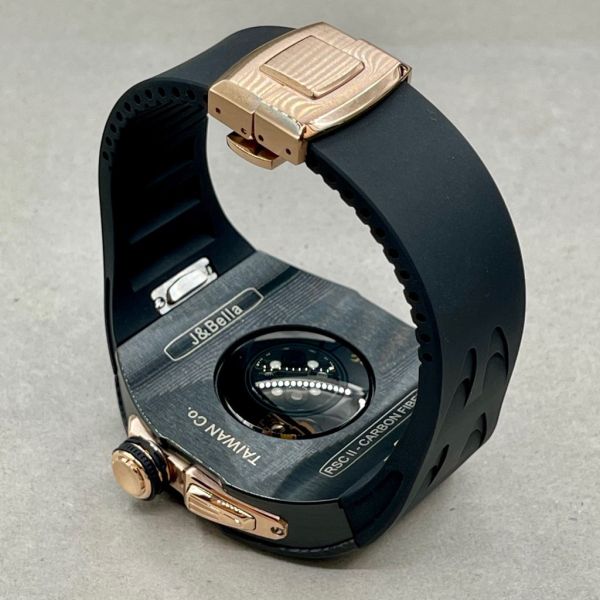 Apple Watch 10 RSC2-Carbon 46mm 黑玫瑰金色碳纖維手錶殼(黑色錶冠環+黑色橡膠錶帶) Apple Watch手錶殼,Apple Watch不鏽鋼殼,Apple Watch保護殼,Apple Watch鋁合金殼,Apple Watch鈦合金殼,Apple Watch碳纖維殼,Apple Watch石英纖維,Apple Watch透明錶殼,Apple Watch水晶錶殼,Apple Watch錶帶