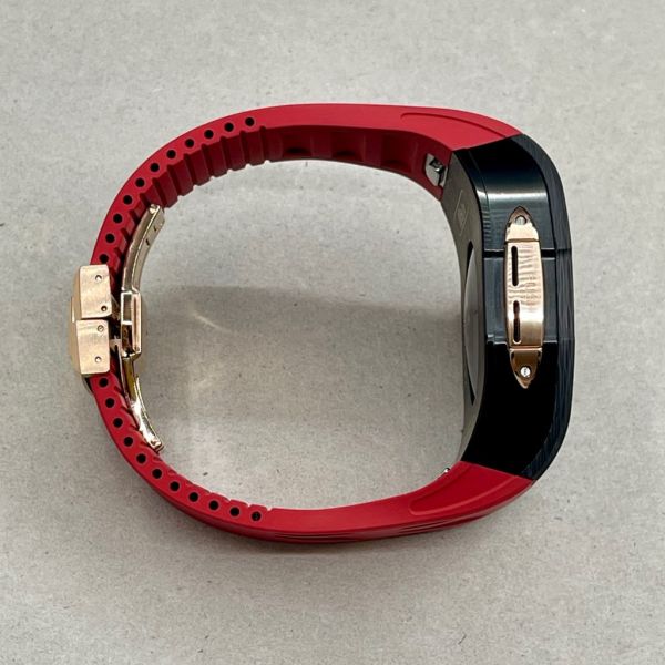 Apple Watch 10 RSC2-Carbon 46mm 黑玫瑰金色碳纖維手錶殼(紅色錶冠環+紅色橡膠錶帶) Apple Watch手錶殼,Apple Watch不鏽鋼殼,Apple Watch保護殼,Apple Watch鋁合金殼,Apple Watch鈦合金殼,Apple Watch碳纖維殼,Apple Watch石英纖維,Apple Watch透明錶殼,Apple Watch水晶錶殼,Apple Watch錶帶