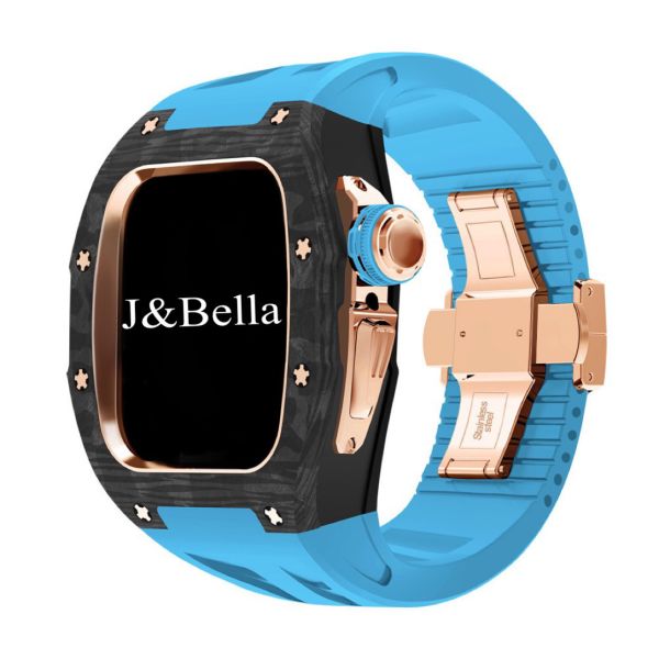Apple Watch RSC2-Carbon 46mm 黑玫瑰金色碳纖維手錶殼(藍色錶冠環+藍色橡膠錶帶) Apple Watch手錶殼,Apple Watch不鏽鋼殼,Apple Watch保護殼,Apple Watch鋁合金殼,Apple Watch鈦合金殼,Apple Watch碳纖維殼,Apple Watch石英纖維,Apple Watch透明錶殼,Apple Watch水晶錶殼,Apple Watch錶帶