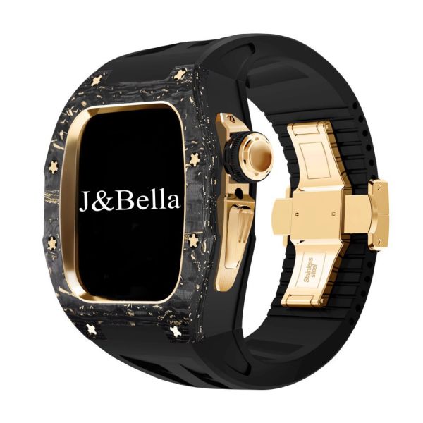 Apple Watch 10 RSC2-Carbon 46mm 黑金色碳纖維手錶殼(黑色錶冠環+黑色橡膠錶帶) Apple Watch手錶殼,Apple Watch不鏽鋼殼,Apple Watch保護殼,Apple Watch鋁合金殼,Apple Watch鈦合金殼,Apple Watch碳纖維殼,Apple Watch石英纖維,Apple Watch透明錶殼,Apple Watch水晶錶殼,Apple Watch錶帶