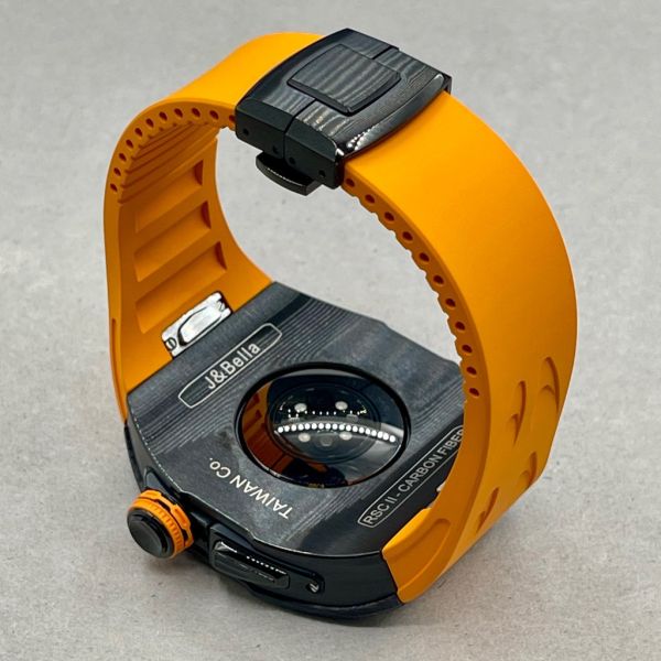 Apple Watch RSC2-Carbon 46mm 黑色碳纖維手錶殼(橘色錶冠環+橘色橡膠錶帶) Apple Watch手錶殼,Apple Watch不鏽鋼殼,Apple Watch保護殼,Apple Watch鋁合金殼,Apple Watch鈦合金殼,Apple Watch碳纖維殼,Apple Watch石英纖維,Apple Watch透明錶殼,Apple Watch水晶錶殼,Apple Watch錶帶