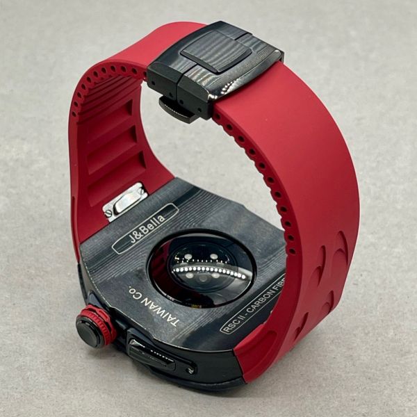 Apple Watch RSC2-Carbon 46mm 黑色碳纖維手錶殼(紅色錶冠環+紅色橡膠錶帶) Apple Watch手錶殼,Apple Watch不鏽鋼殼,Apple Watch保護殼,Apple Watch鋁合金殼,Apple Watch鈦合金殼,Apple Watch碳纖維殼,Apple Watch石英纖維,Apple Watch透明錶殼,Apple Watch水晶錶殼,Apple Watch錶帶