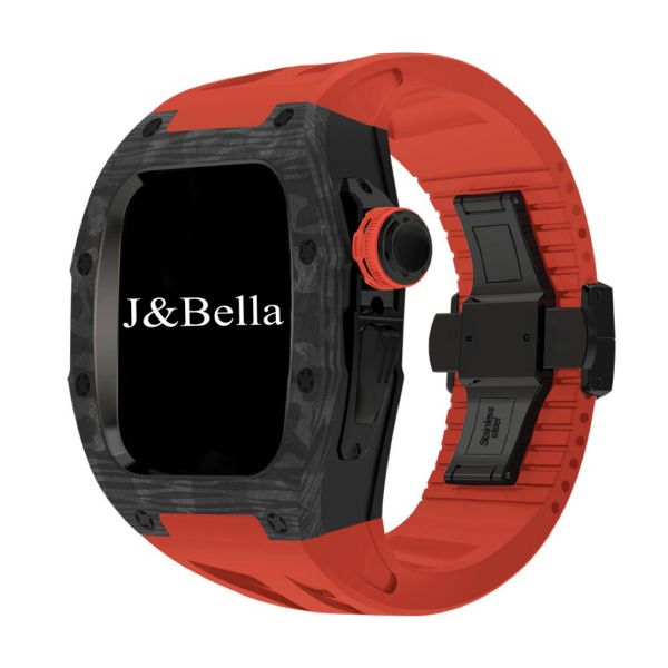 Apple Watch RSC2-Carbon 46mm 黑色碳纖維手錶殼(紅色錶冠環+紅色橡膠錶帶) Apple Watch手錶殼,Apple Watch不鏽鋼殼,Apple Watch保護殼,Apple Watch鋁合金殼,Apple Watch鈦合金殼,Apple Watch碳纖維殼,Apple Watch石英纖維,Apple Watch透明錶殼,Apple Watch水晶錶殼,Apple Watch錶帶