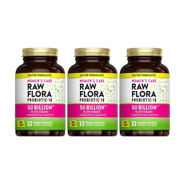 綠萃淨 Raw Flora 500億頂級女性益生菌蔓越莓膠囊x3瓶組(33粒/瓶) 蔓越莓,益生菌,私密困擾,消化道,女性益生菌