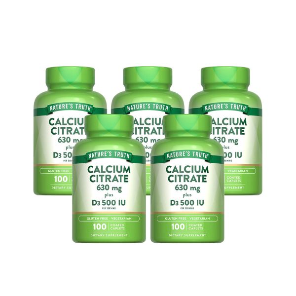 綠萃淨 勇健檸檬酸鈣+維生素D3錠x5瓶組(100錠/瓶) 骨質疏鬆,維生素D,檸檬酸鈣,鈣,孕婦