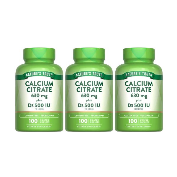 綠萃淨 勇健檸檬酸鈣+維生素D3錠x3瓶組(100錠/瓶) 骨質疏鬆,維生素D,檸檬酸鈣,鈣,孕婦