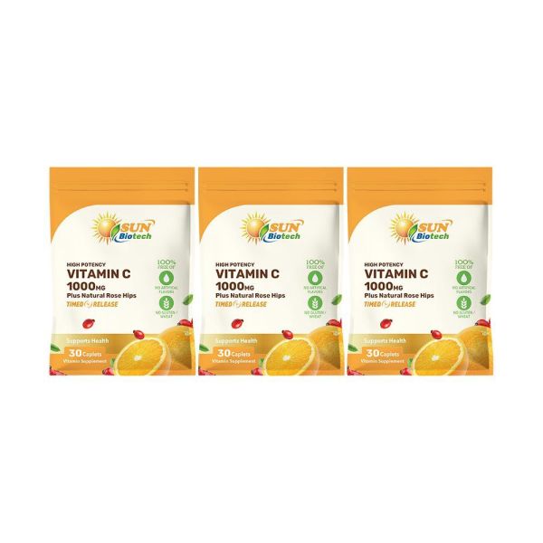 【即期品】Sun日落恩賜 緩釋型C 1000MG Plus玫瑰果錠x3袋組(30錠/袋)_效期2027/4/30 維他命C,維生素C,膠原蛋白,鐵,抗氧化,長效型,玫瑰果