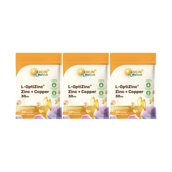 Sun日落恩賜 L-OptiZinc鋅+銅膠囊x3袋組(30粒/袋) 鋅,精胺酸,瑪卡,馬卡,螯合鋅,體力,活力
