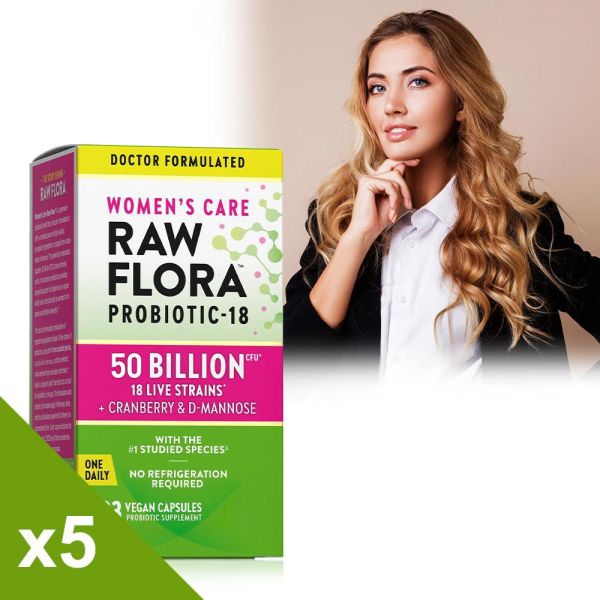 綠萃淨 Raw Flora 500億頂級女性益生菌蔓越莓膠囊x5瓶組(33粒/瓶) 蔓越莓,益生菌,私密困擾,消化道,女性益生菌