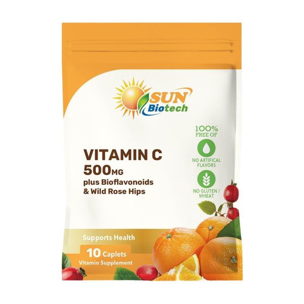 贈-Sun日落恩賜 維生素C 500mg+玫瑰果plus柑橘類黃酮錠(10錠/袋) 維他命C,維生素C,膠原蛋白,鐵,抗氧化,長效型,玫瑰果