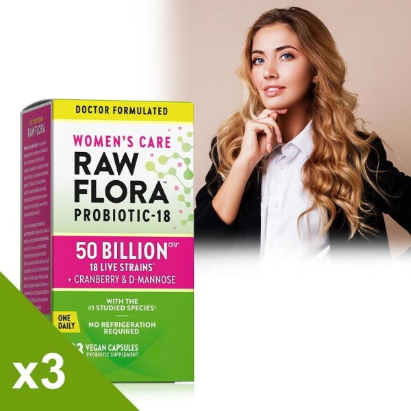 綠萃淨 Raw Flora 500億頂級女性益生菌蔓越莓膠囊x3瓶組(33粒/瓶) 蔓越莓,益生菌,私密困擾,消化道,女性益生菌