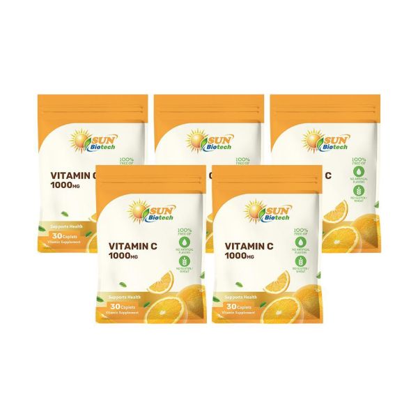 Sun日落恩賜 光炫維生素C-1000mg錠x5袋組(30錠/袋) 維他命C,抗氧化,免疫力,膠原蛋白,鐵