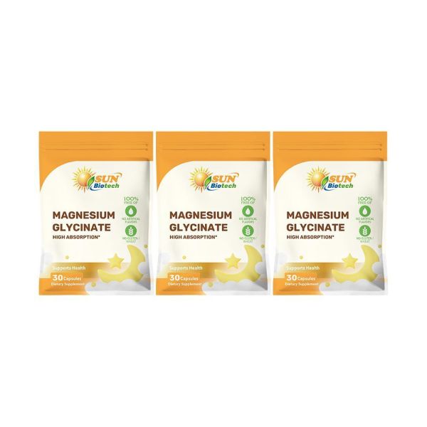 Sun日落恩賜 優化眠甘胺酸鎂100mg膠囊x3袋組(30粒/袋) 鎂,放鬆,入睡,代謝,鈣