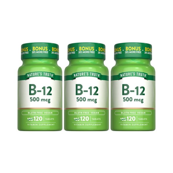 綠萃淨 維生素B12 500mcg複方錠x3瓶組(120錠/瓶) B12,鈣,神經系統,紅血球形成