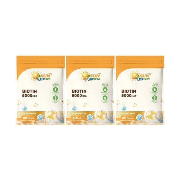 【狂降5折】Sun日落恩賜 生物素5000mcg+鈣錠x3袋組(60錠/袋)_效期2027/6/30 生物素,鈣,維生素B7,維生素H,新陳代謝,咖啡因洗髮露
