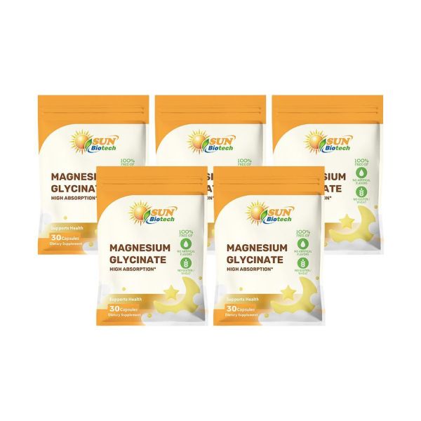 Sun日落恩賜 優化眠甘胺酸鎂100mg膠囊x5袋組(30粒/袋) 鎂,放鬆,入睡,代謝,鈣