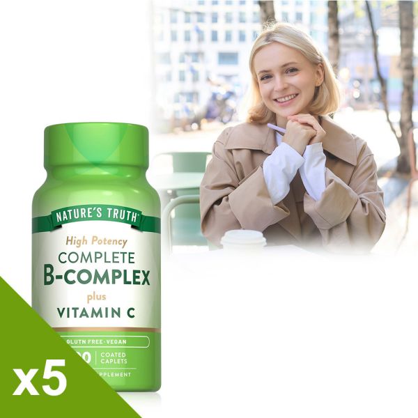 綠萃淨 綜合B群+C plus 鈣活力錠x5瓶組(100錠/瓶) B群,維他命C,鈣,B12