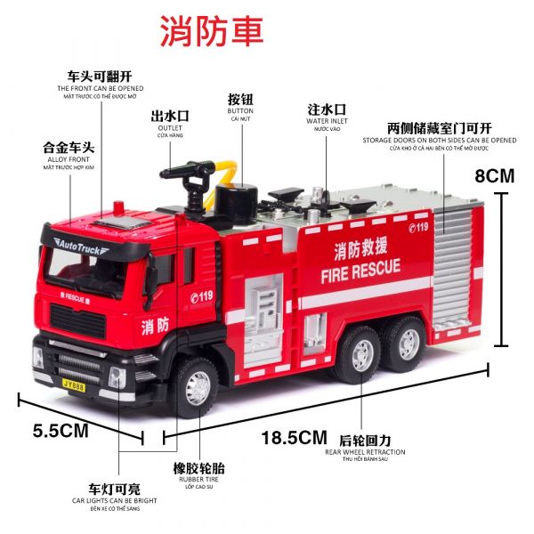 1:50 合金工程車 吊車 消防 雲梯 JA 