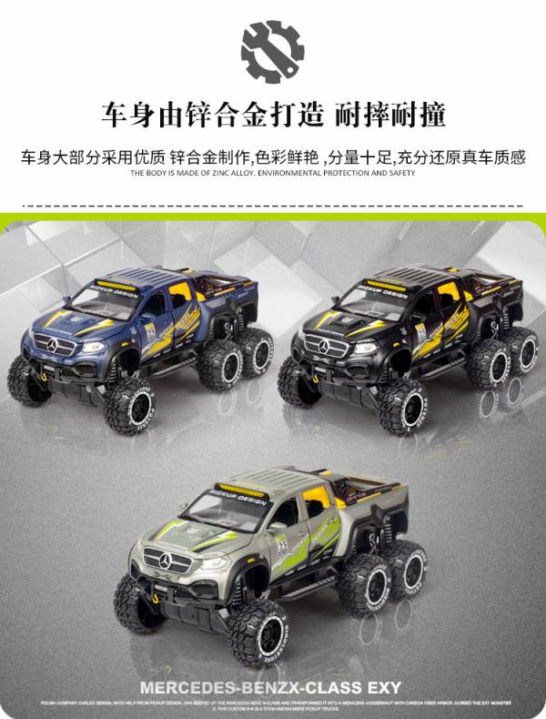  1/28 賓士 6X6 六輪 越野皮卡車 