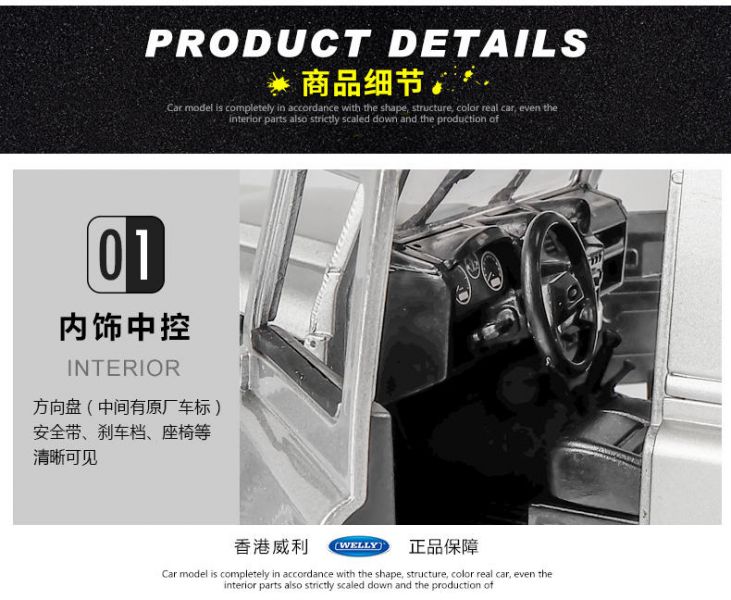 路虎 Land Rover 吉普車 衛士 1/24 合金車 