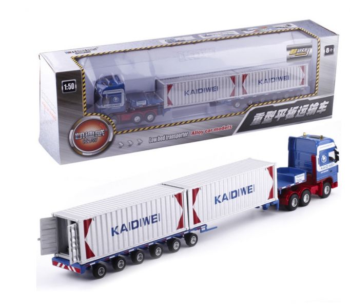 凱迪威 1:50 重型平板 貨櫃車  合金車 