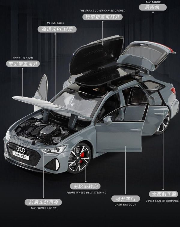 1/32 奧迪 RS6 合金車 迴力車 高仿真 1:32 