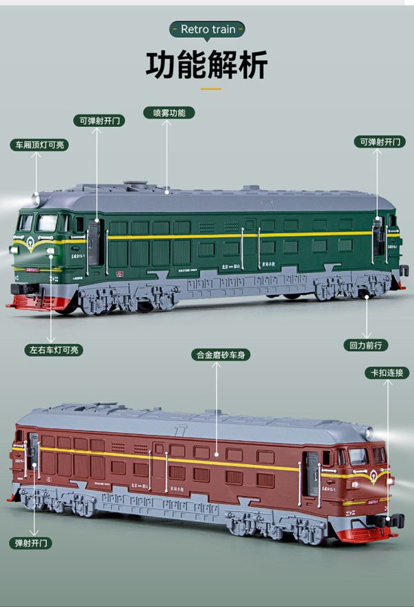 1/32 鎧威 噴霧式 火車 聯結式 回力聲光 復古 火車 金屬模型 火車模型 