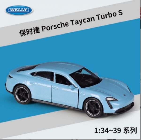 阿莎力 Welly 威利 保时捷Taycan Turbo 正版授權 1：36 1/36 合金車 迴力車 J06 
