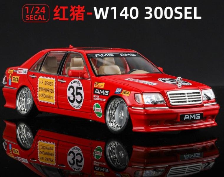 1/24 賓士 BENZ 大水牛 紅豬 海拉風 改装 W140 1:24 賽車版 合金車 模型車 